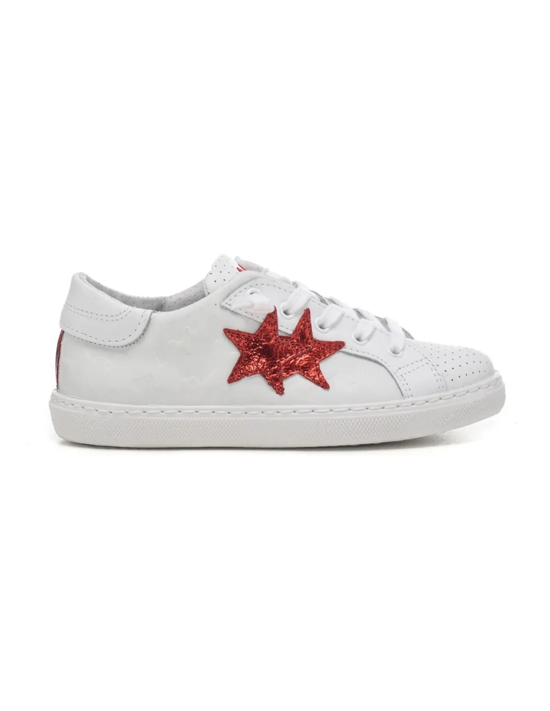 2 Star SNEAKER BAMBINA PELLE CON LOGO LATERALE  