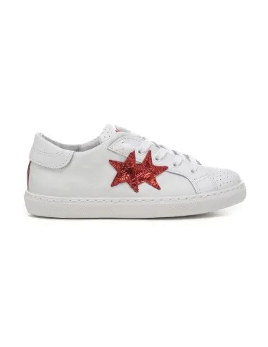 2 Star SNEAKER BAMBINA PELLE CON LOGO LATERALE  