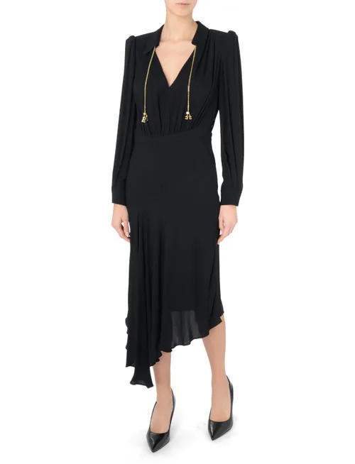 Abito chemisier Elisabetta Franchi nero con gonna asimmetrica