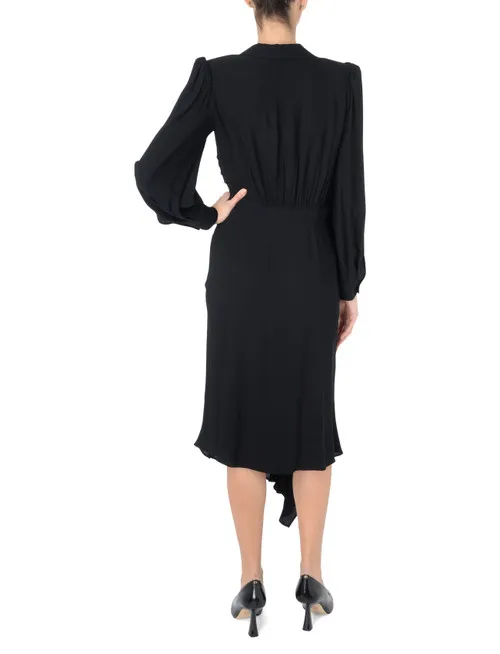 Abito chemisier Elisabetta Franchi nero con gonna asimmetrica