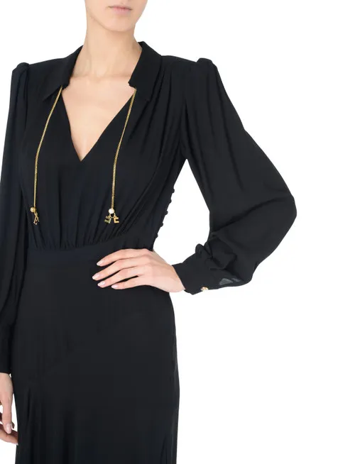 Abito chemisier Elisabetta Franchi nero con gonna asimmetrica