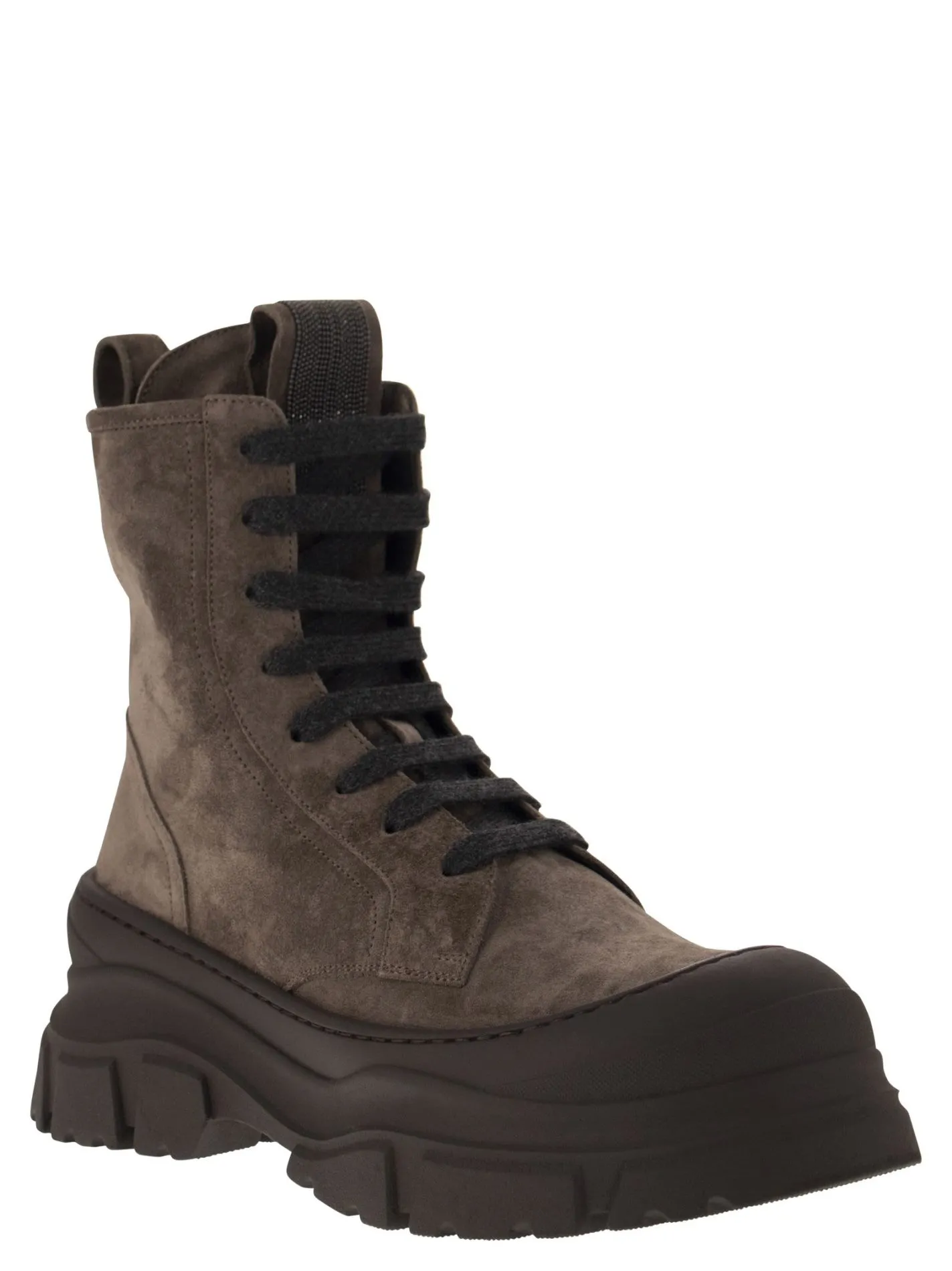 Boot in camoscio e vitello con Precious Tongue
