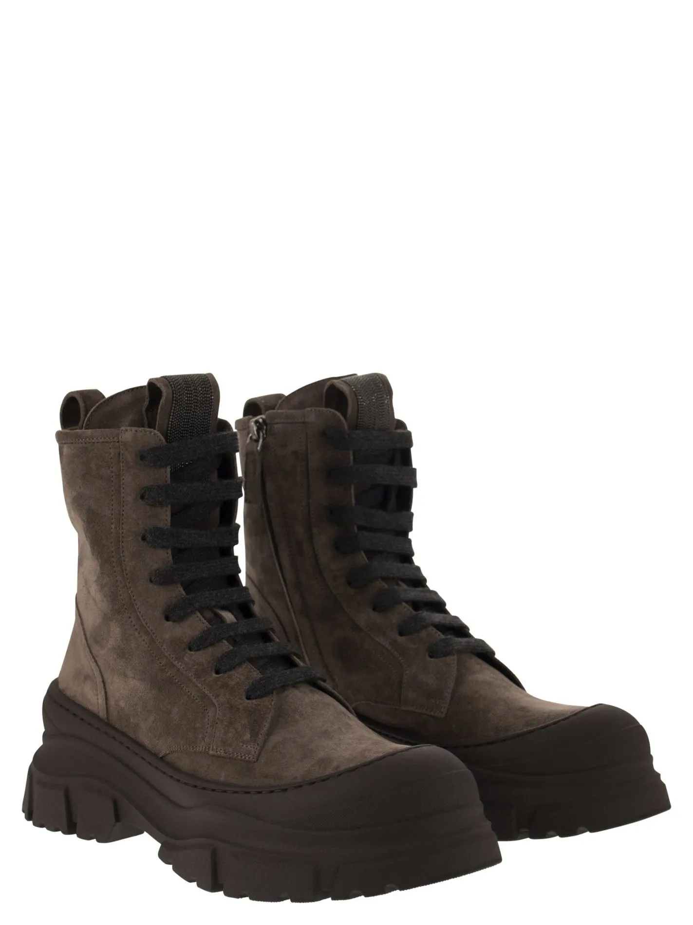 Boot in camoscio e vitello con Precious Tongue