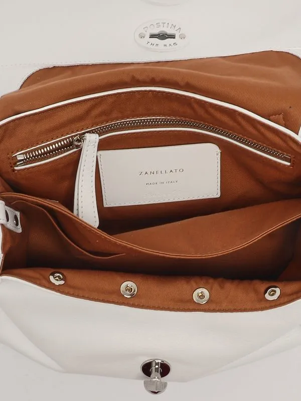Borsa donna Zanellato Postina Valmarana S in pelle con frange rimovibili Bianco