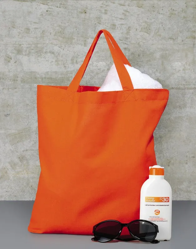 Borsa in cotone con manico corto