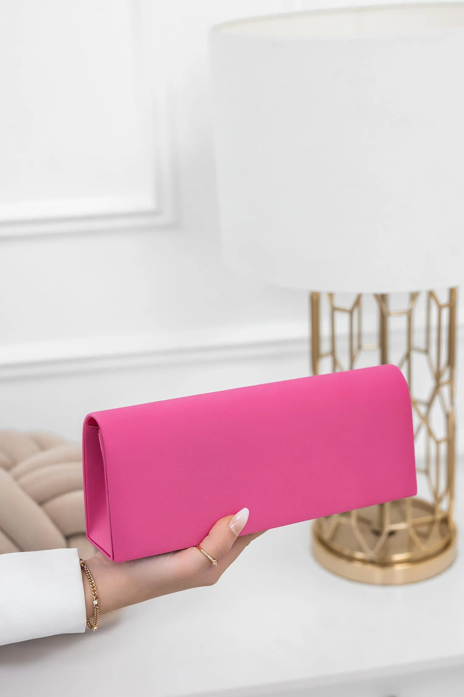 Borsa pochette fuxia in raso B207