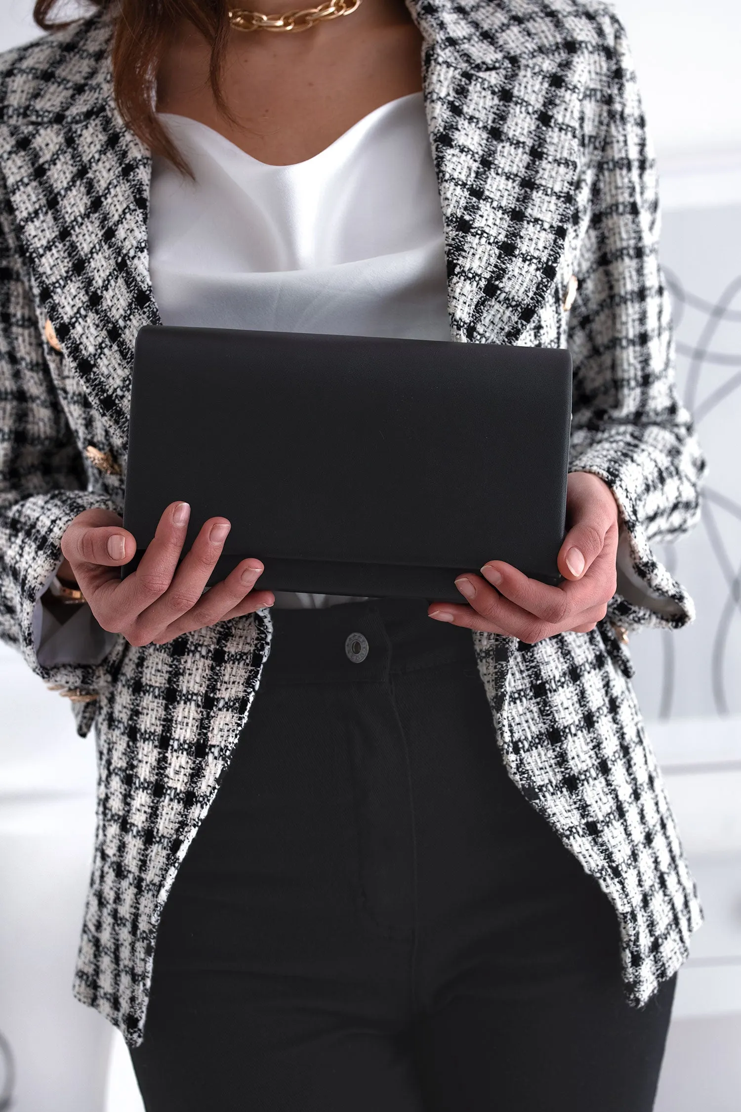 Borsa pochette nera B211 in ecopelle
