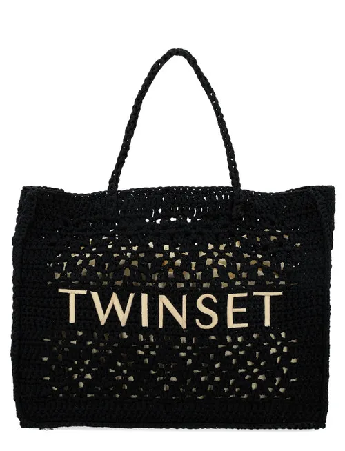 Borsa Twinset Bohemien in cotone nera