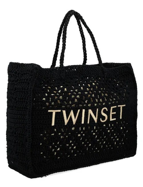 Borsa Twinset Bohemien in cotone nera