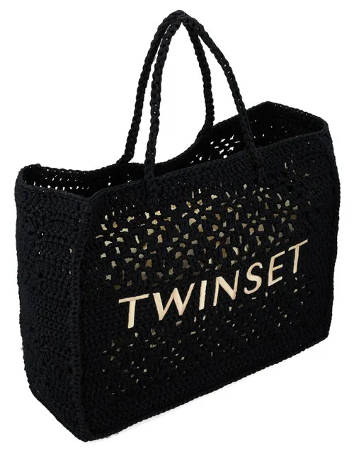 Borsa Twinset Bohemien in cotone nera