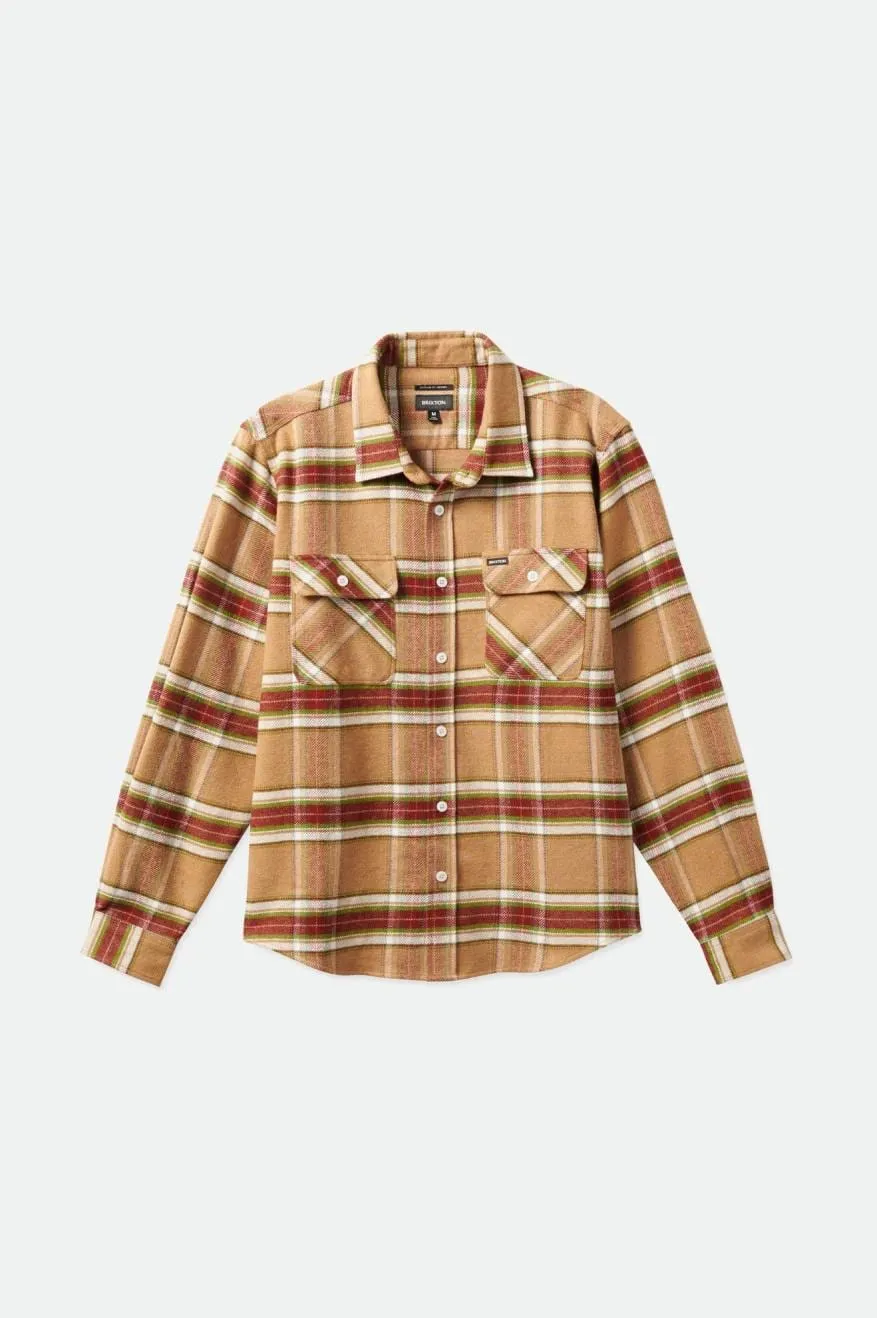 BOWERY L/S FLANNEL - LIGHT BROWN/BURNT HENNA