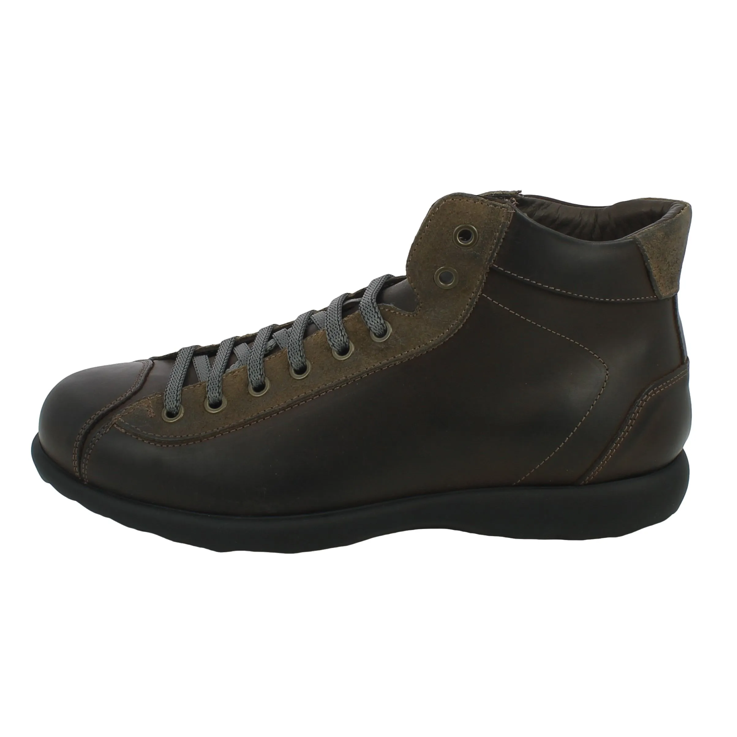 BRAND  Sneaker alta in pelle e camoscio marrone 