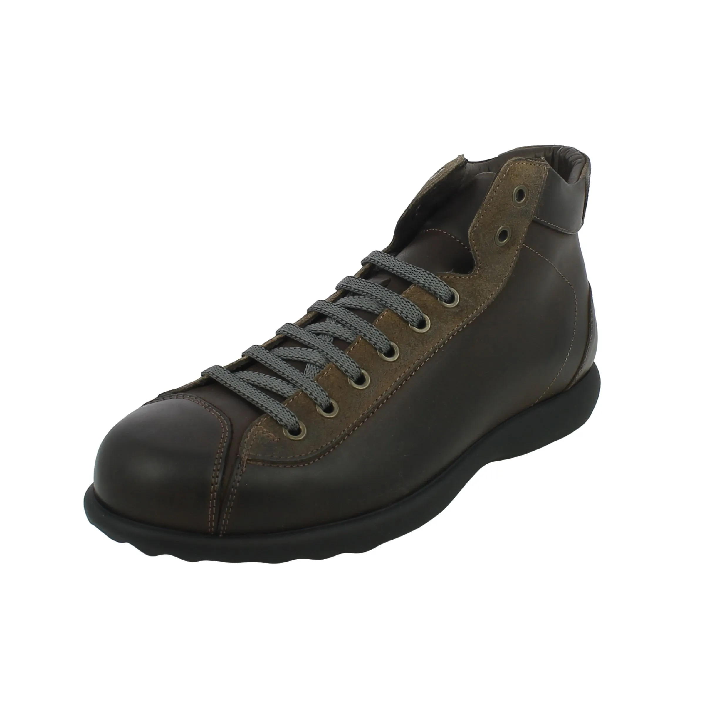 BRAND  Sneaker alta in pelle e camoscio marrone 