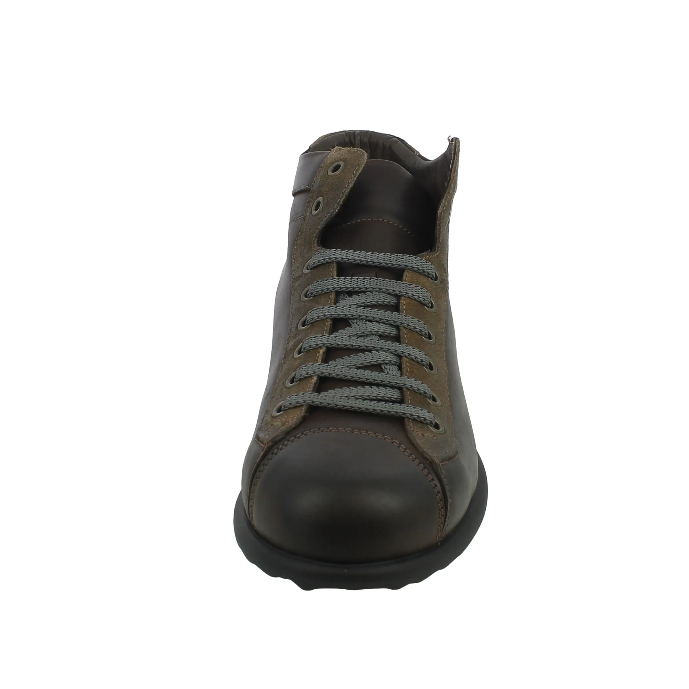 BRAND  Sneaker alta in pelle e camoscio marrone 