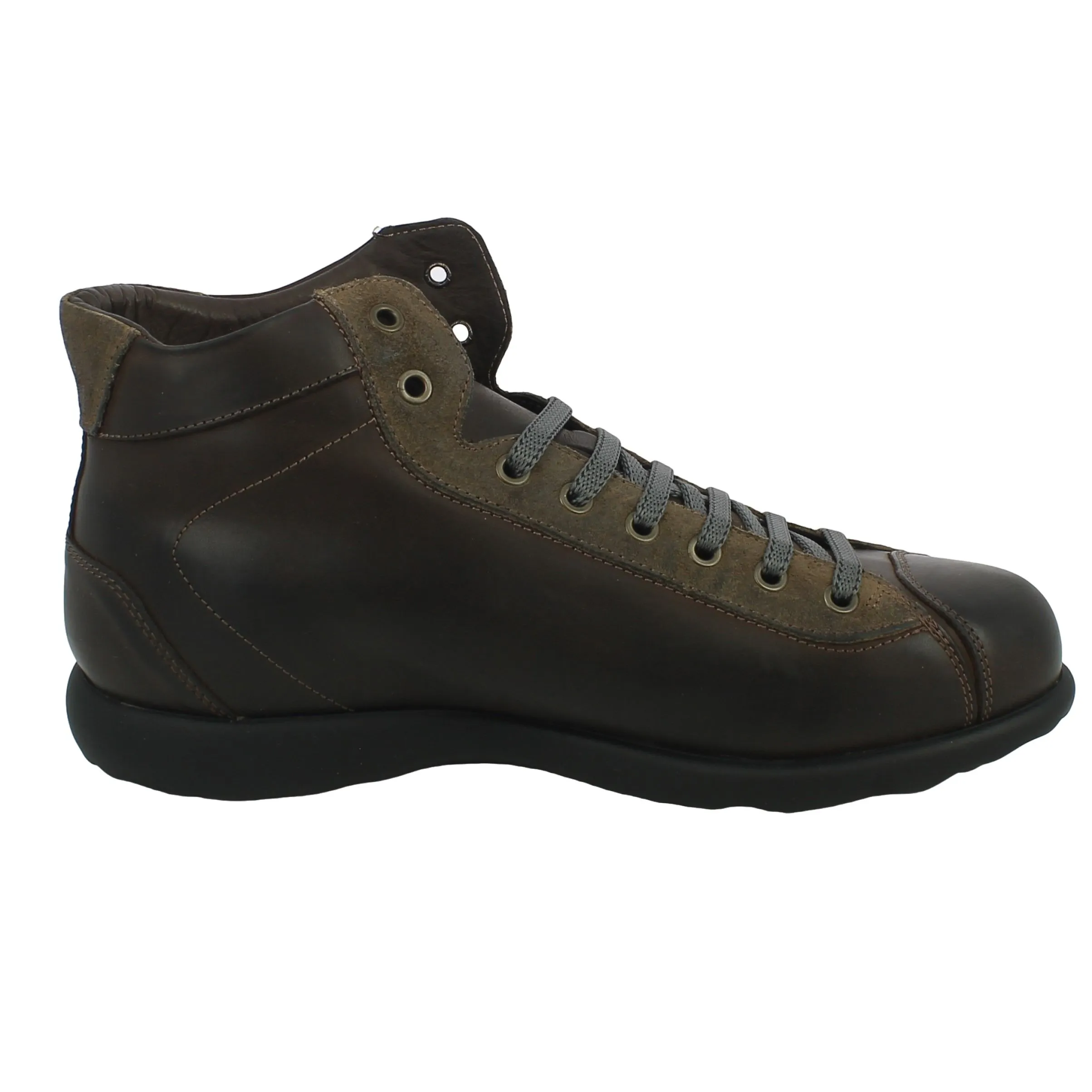 BRAND  Sneaker alta in pelle e camoscio marrone 