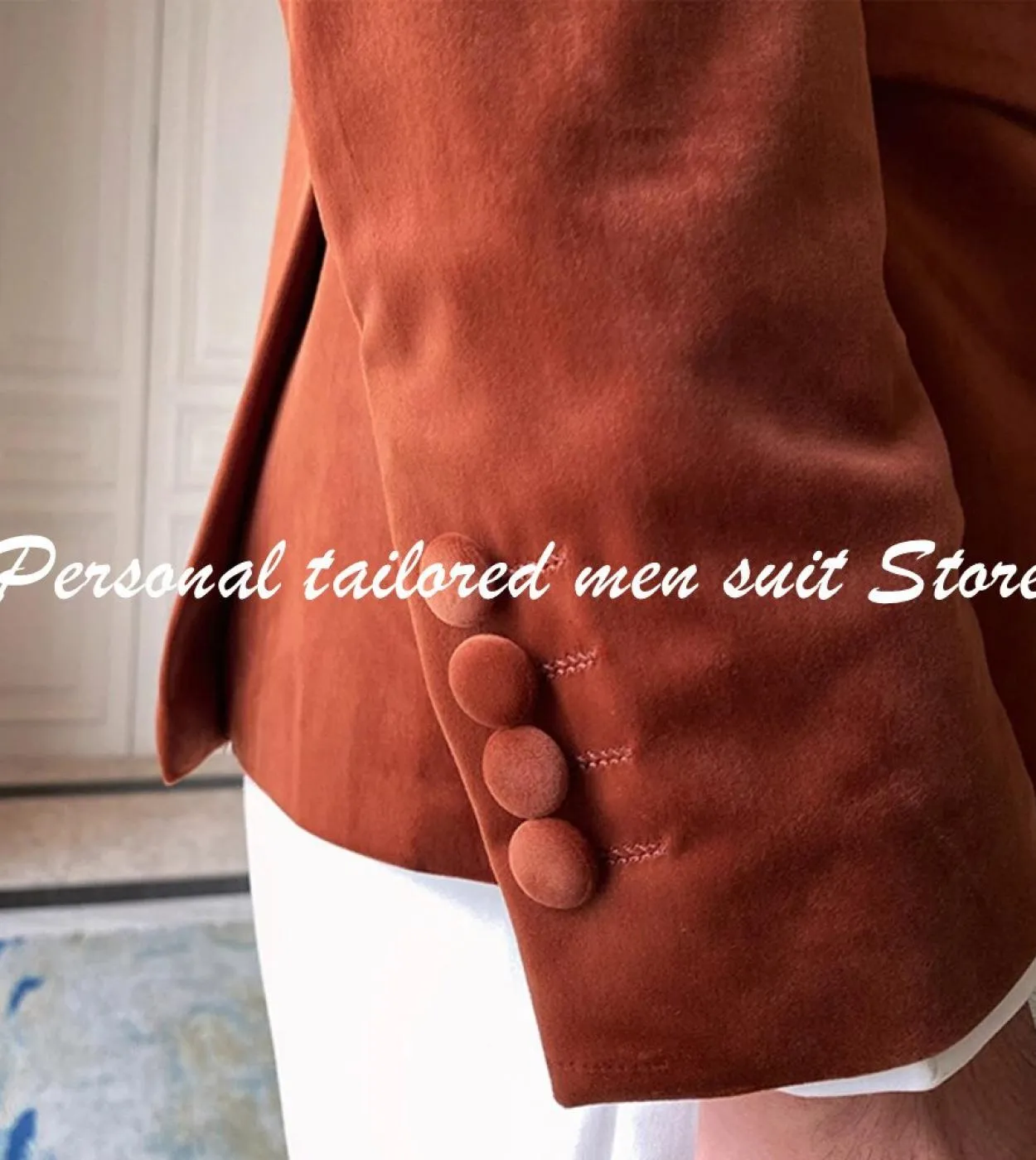 Calda giacca di velluto arancione Pantalone bianco doppio petto Abiti da uomo Sposo Matrimonio Prom Blazer Terno Masculino Slim