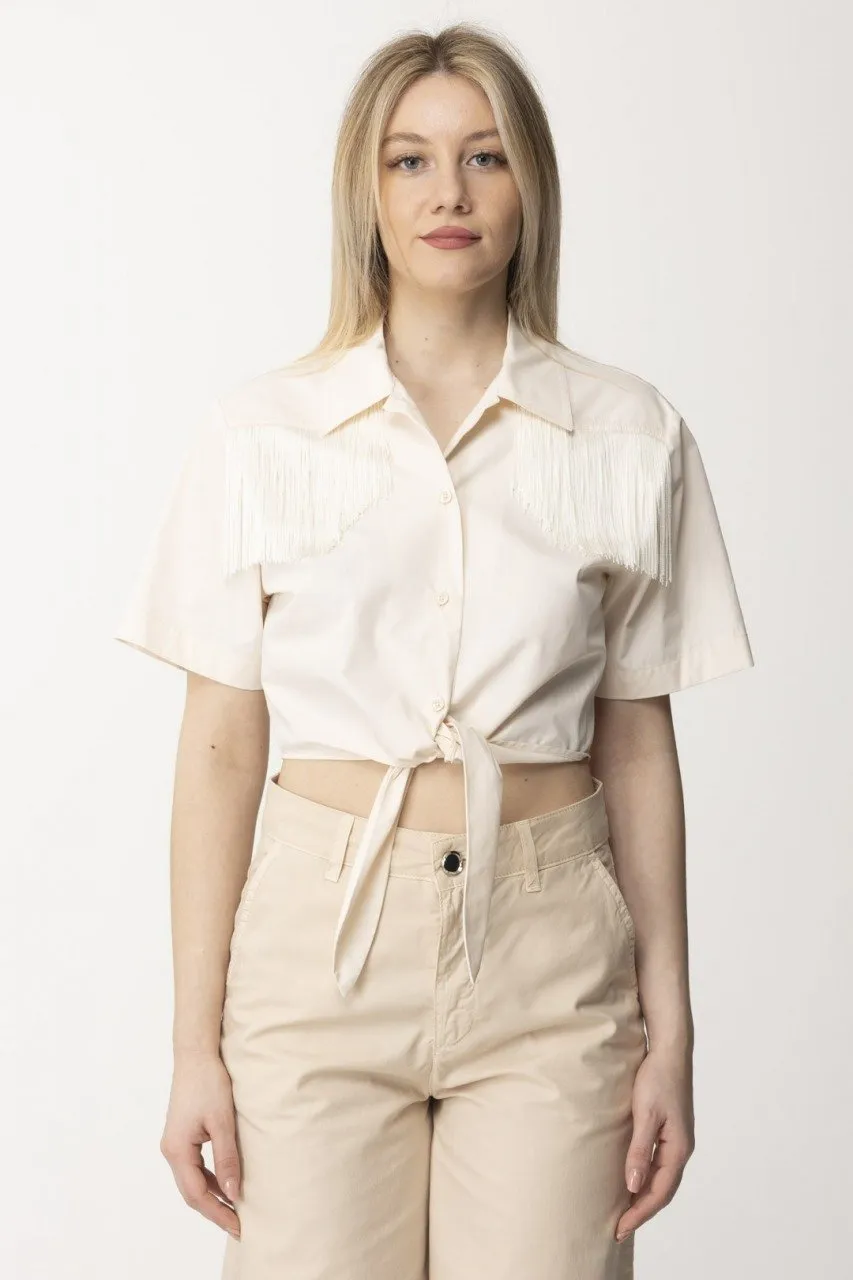 Camicia corta con frange e nodo TINTA ROSA