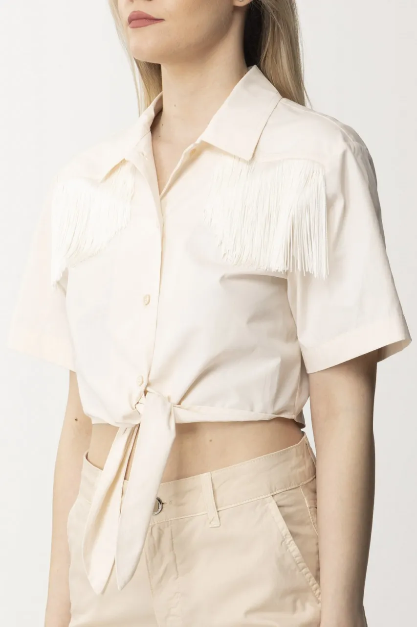 Camicia corta con frange e nodo TINTA ROSA
