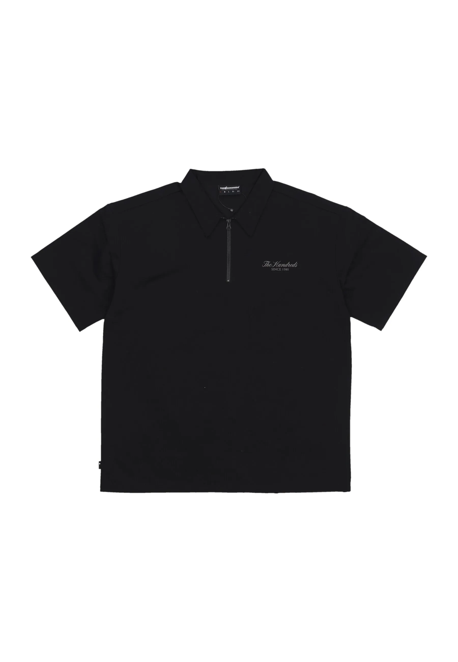 Camicia Manica Corta Uomo Script Half Zip Shirt Black