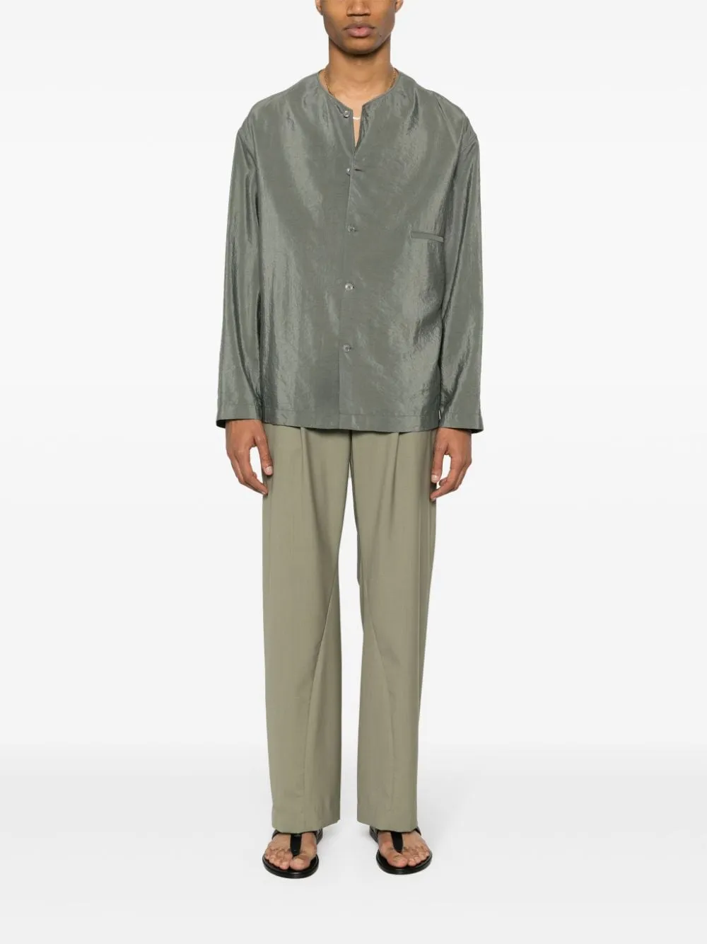 Camicia senza colletto in grigio - uomo