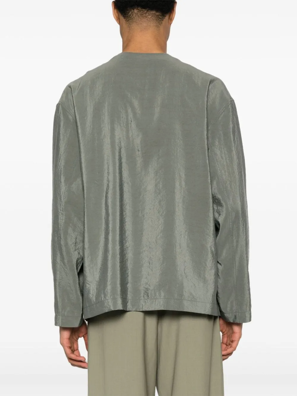 Camicia senza colletto in grigio - uomo