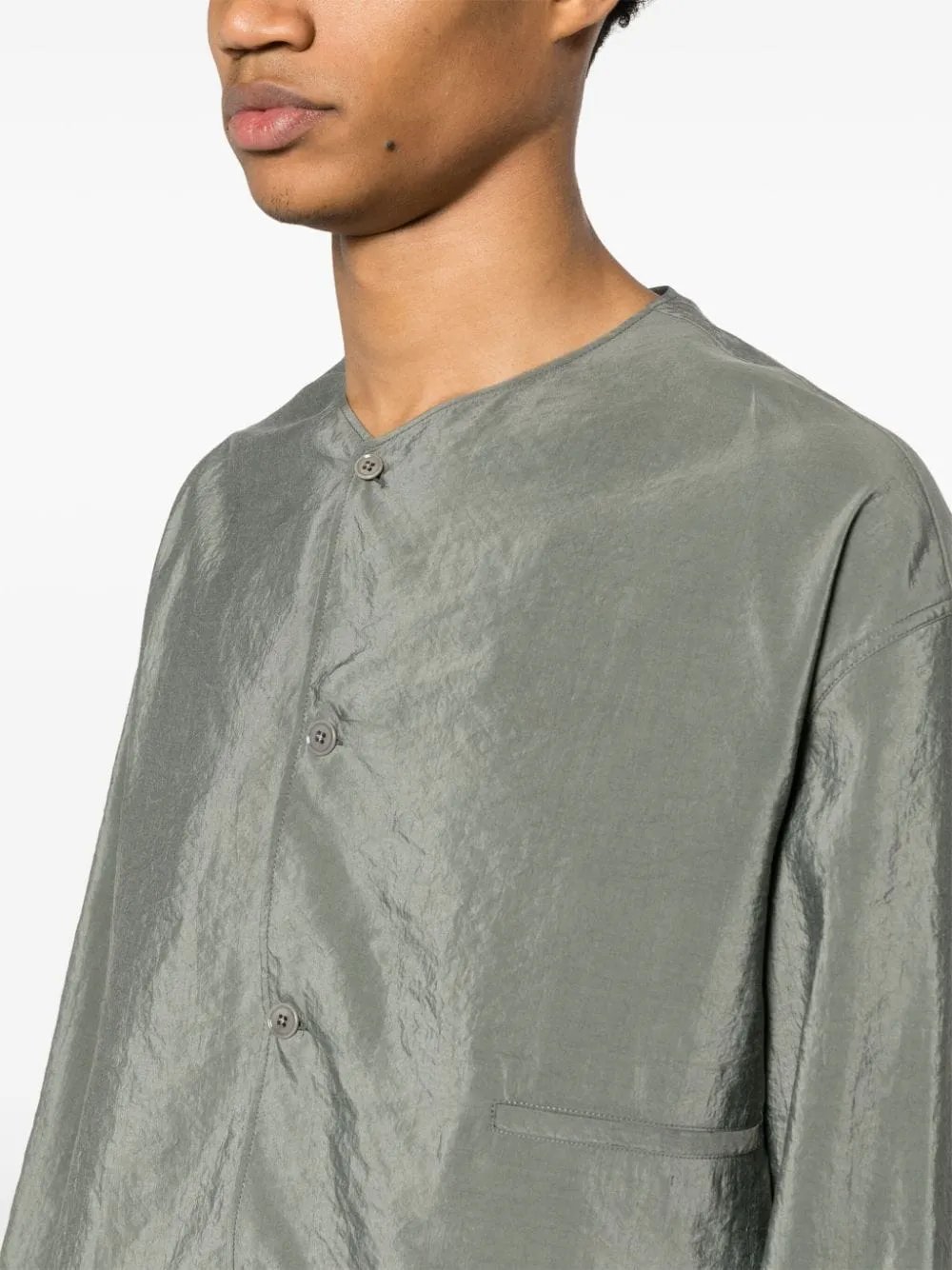 Camicia senza colletto in grigio - uomo