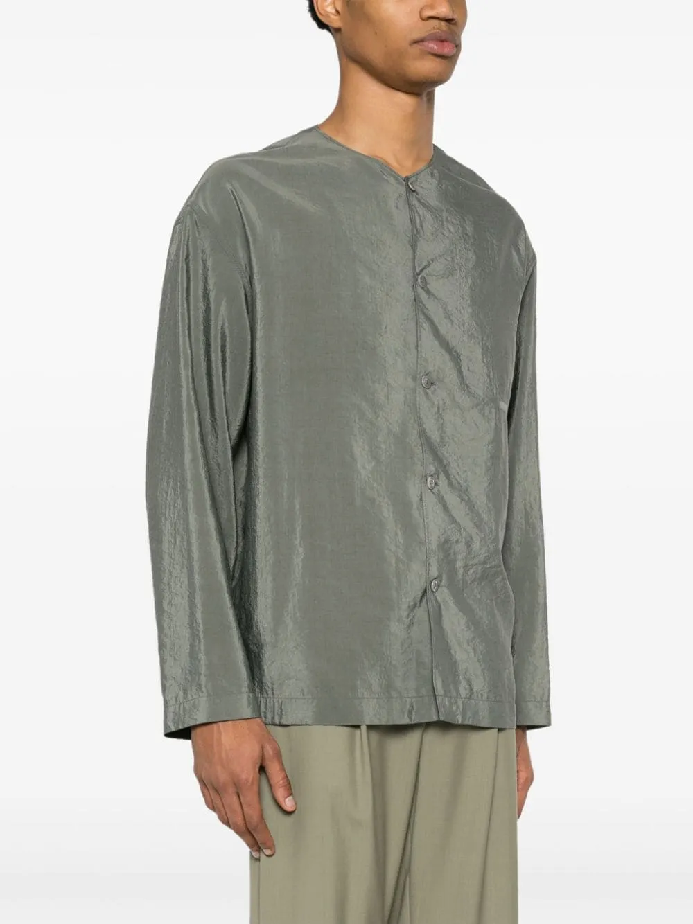 Camicia senza colletto in grigio - uomo