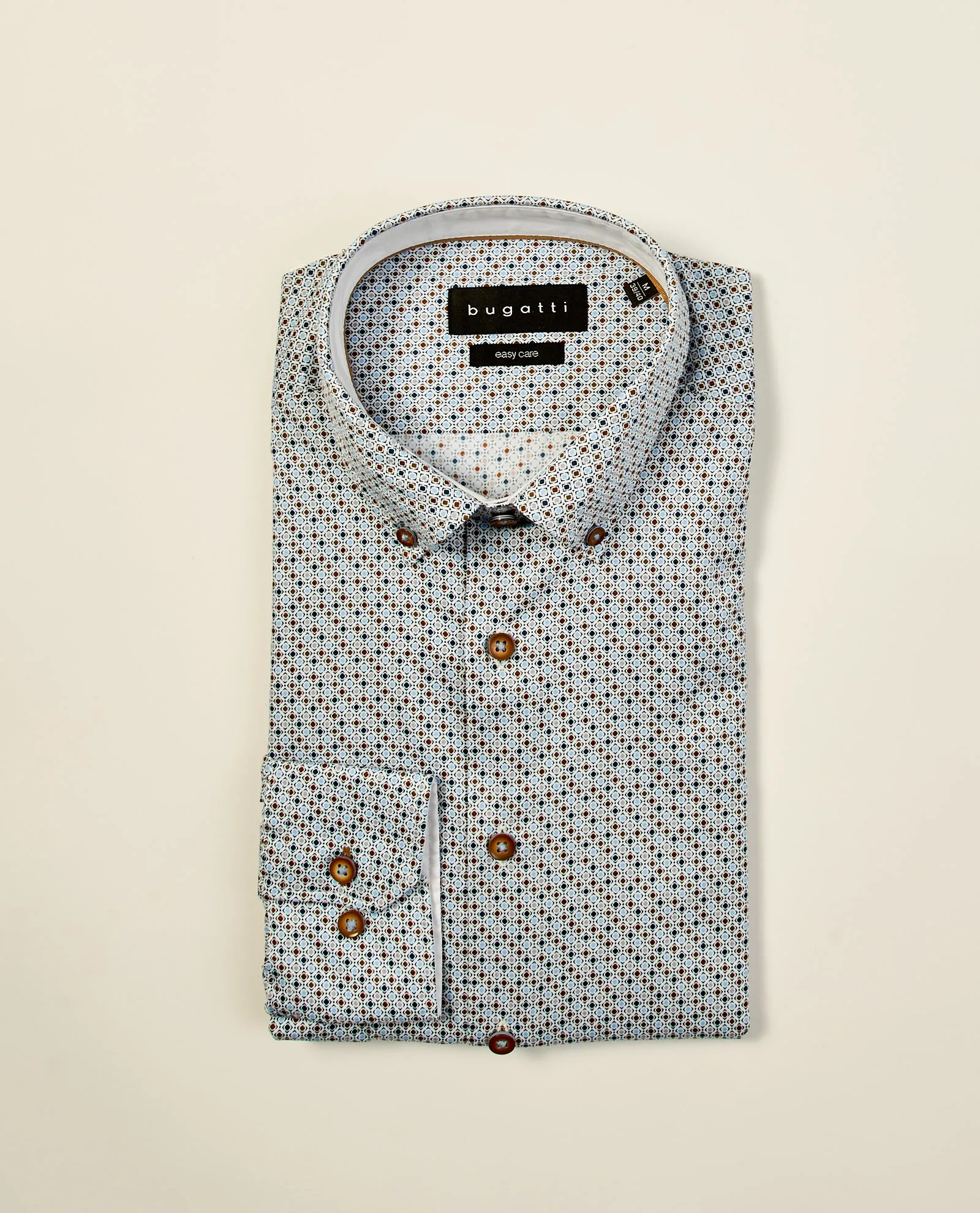 Camicia uomo Bugatti a maniche lunghe con micro stampa