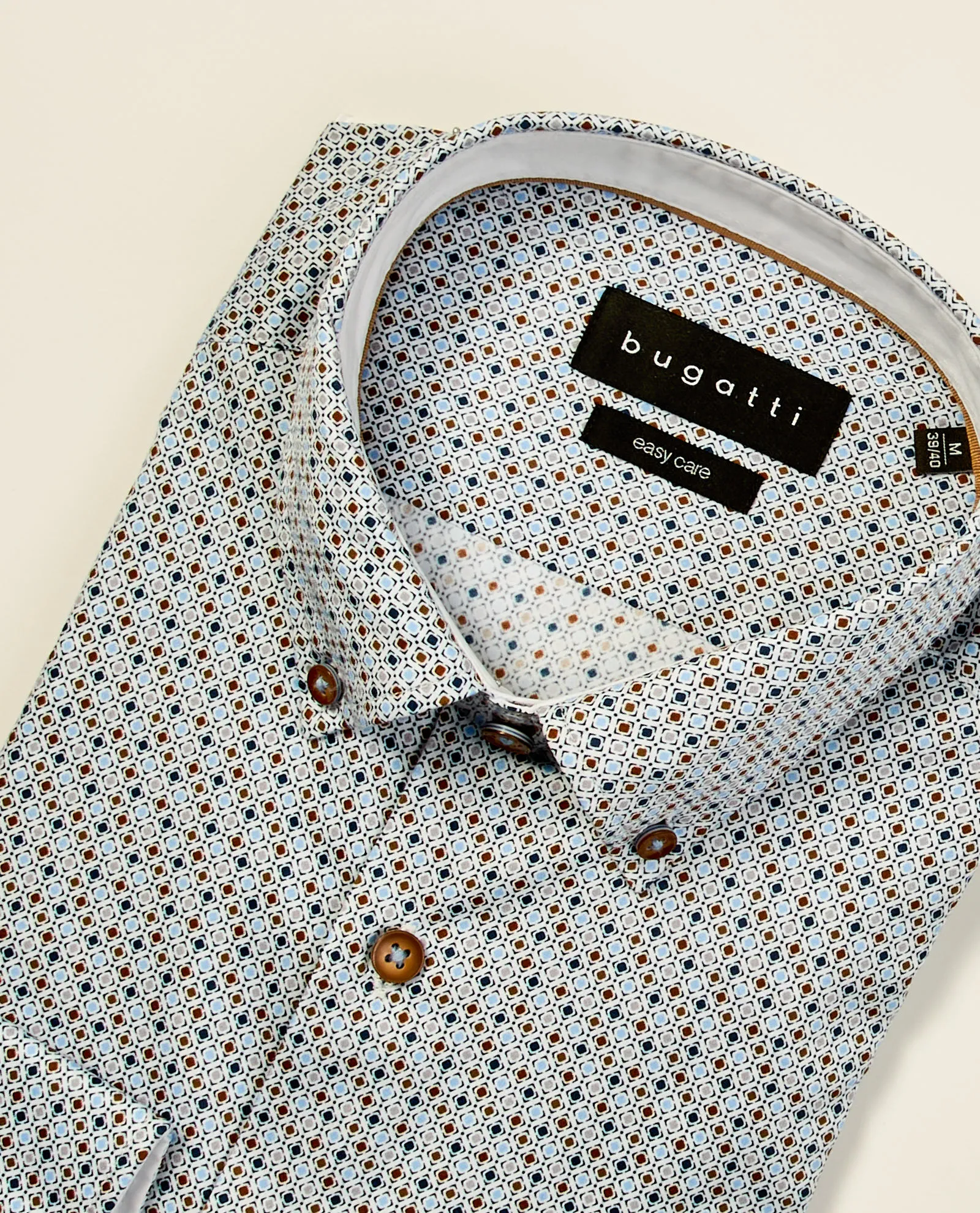 Camicia uomo Bugatti a maniche lunghe con micro stampa