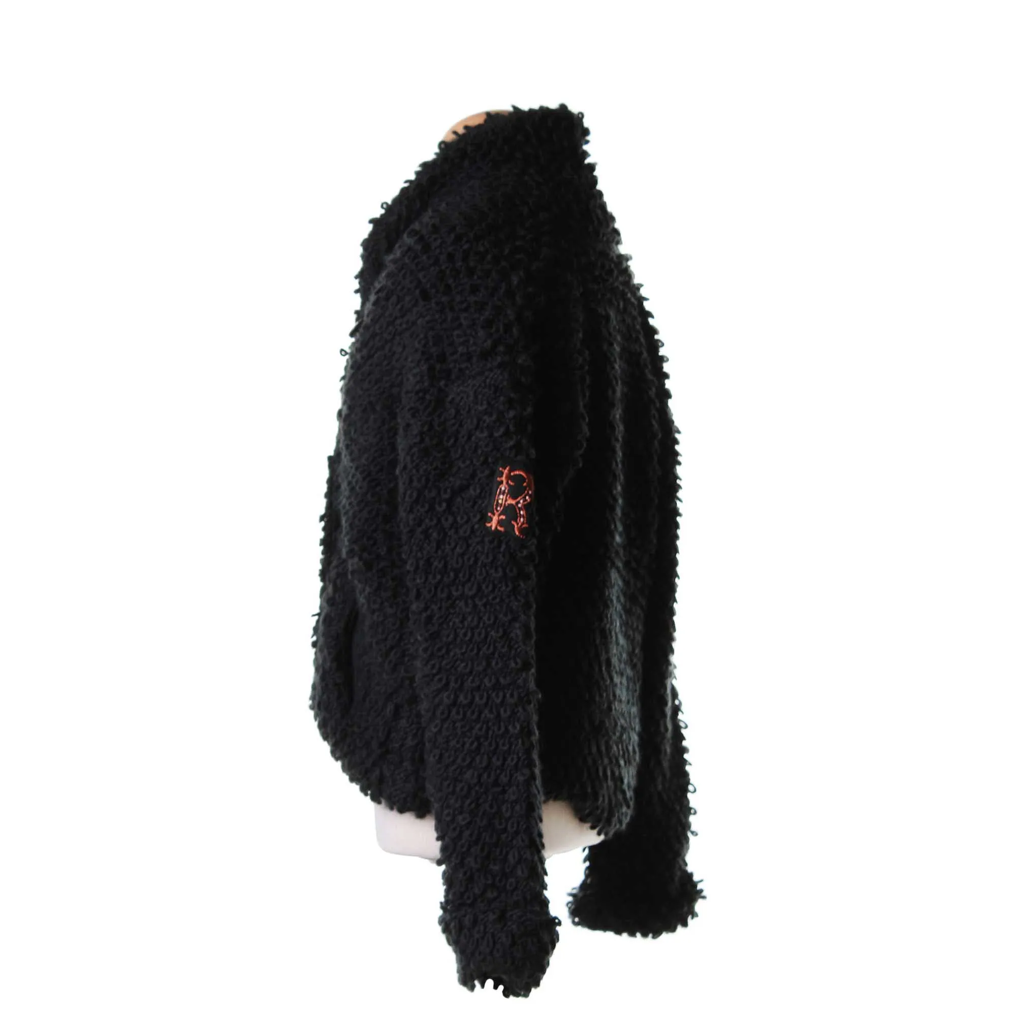 Cardigan Bouclè Nero Doppio Petto