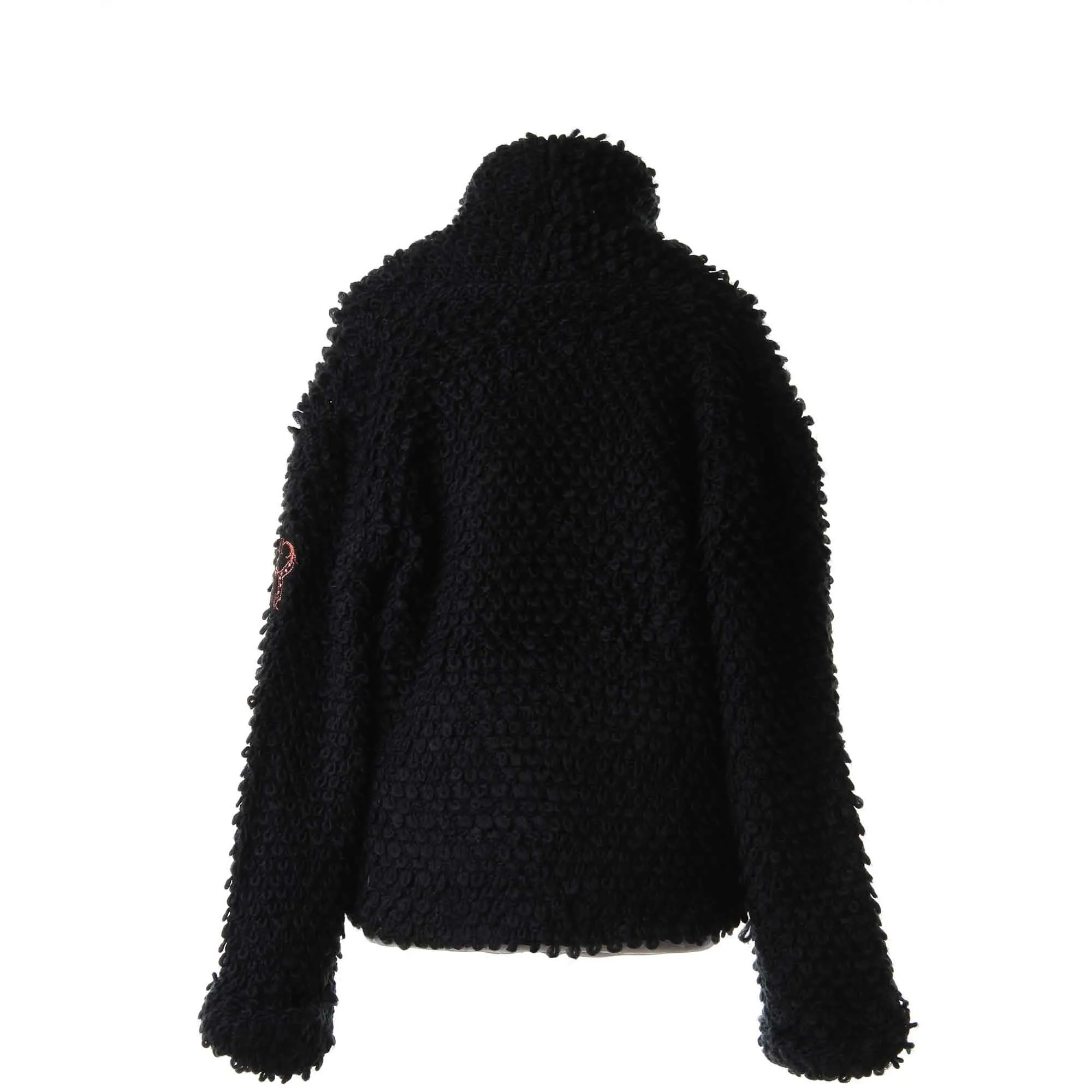 Cardigan Bouclè Nero Doppio Petto