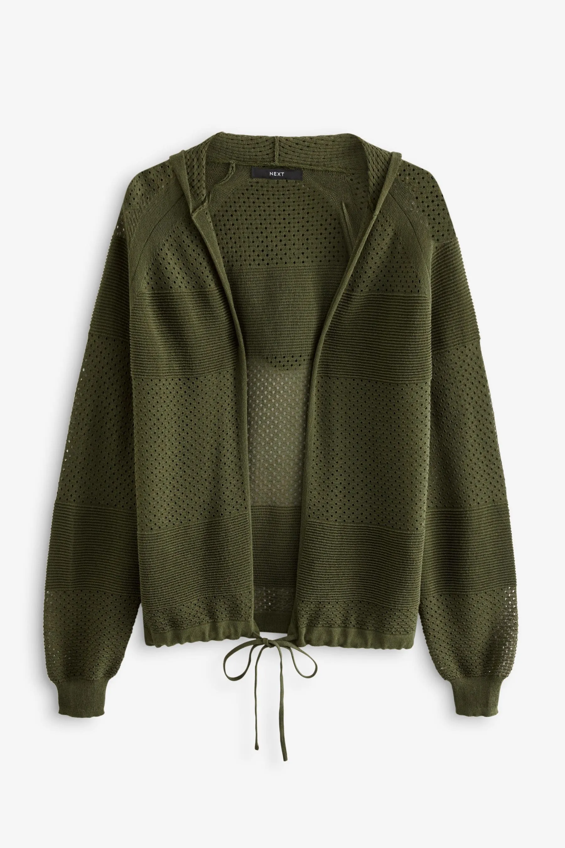 Cardigan in rete con Con cappuccio cuciture