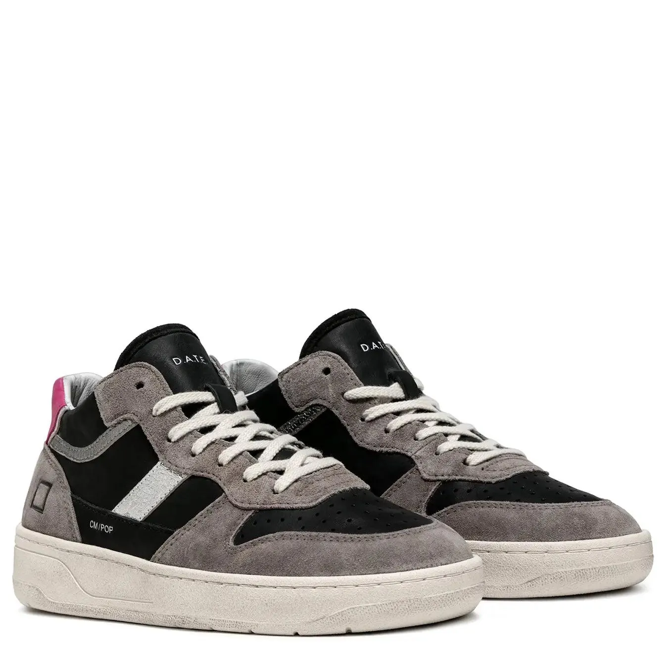 D.A.T.E. Scarpe Sneaker Court Donna, Nabuk, Nero, Laminato
