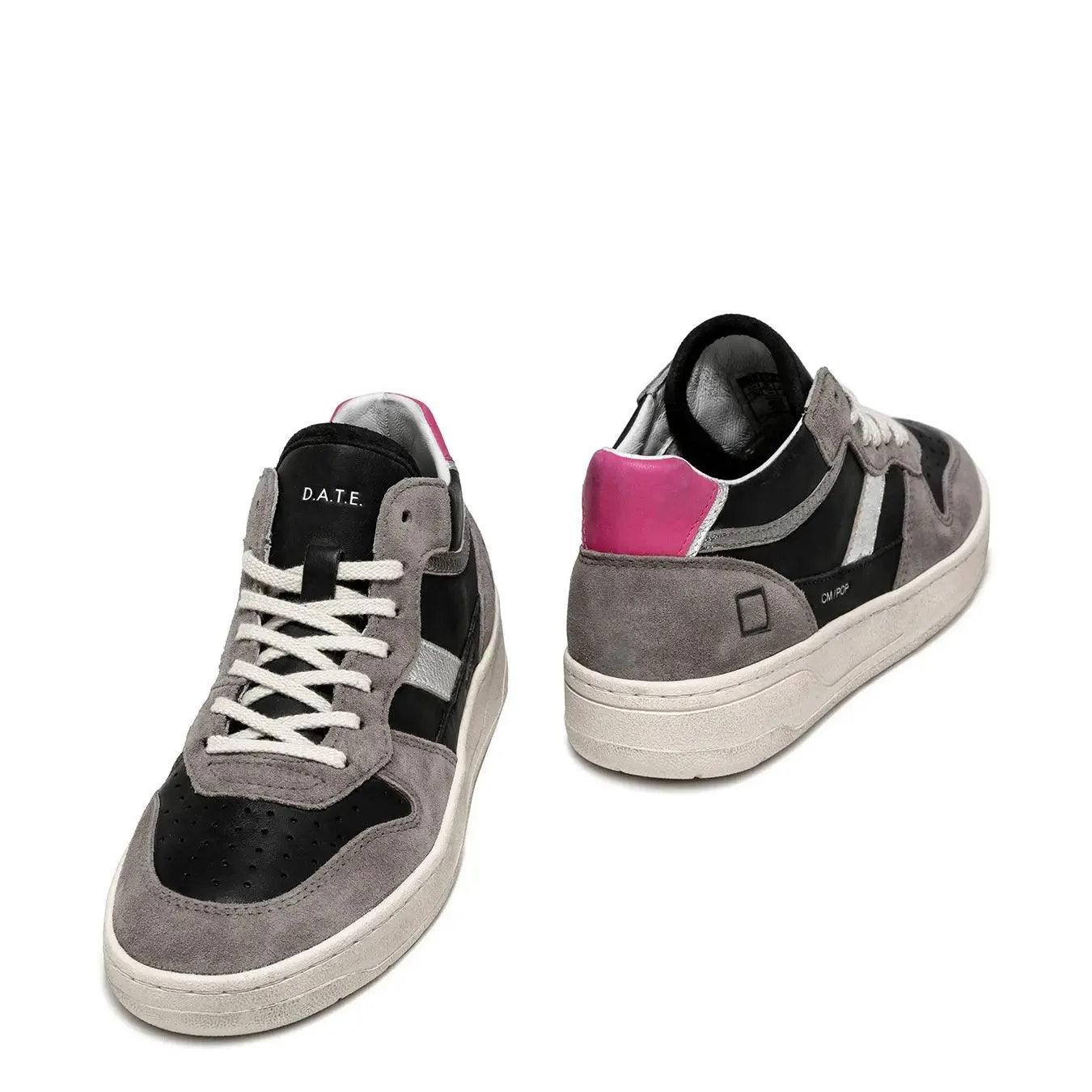 D.A.T.E. Scarpe Sneaker Court Donna, Nabuk, Nero, Laminato