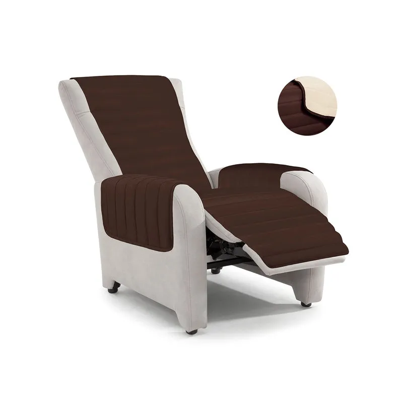 DATEX Copripoltrona trapuntato reclinabile ELEGANT marrone / panna