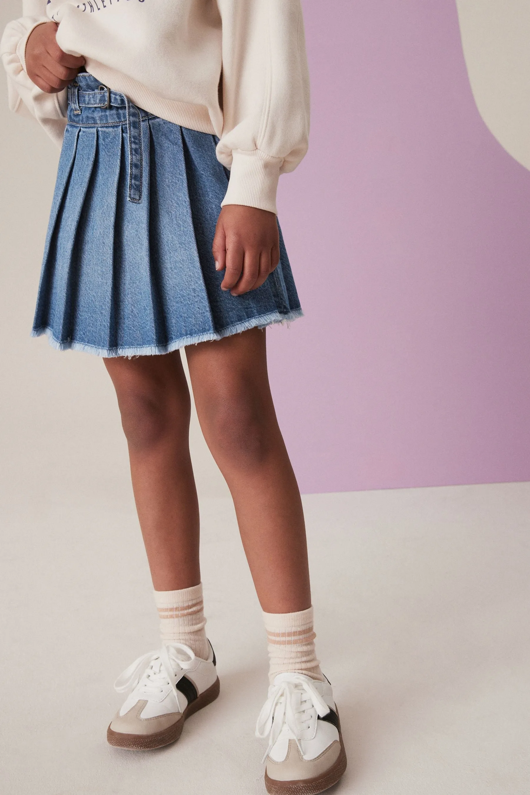 Denim Gonna plissettata 100% cotone (3-16anni)    