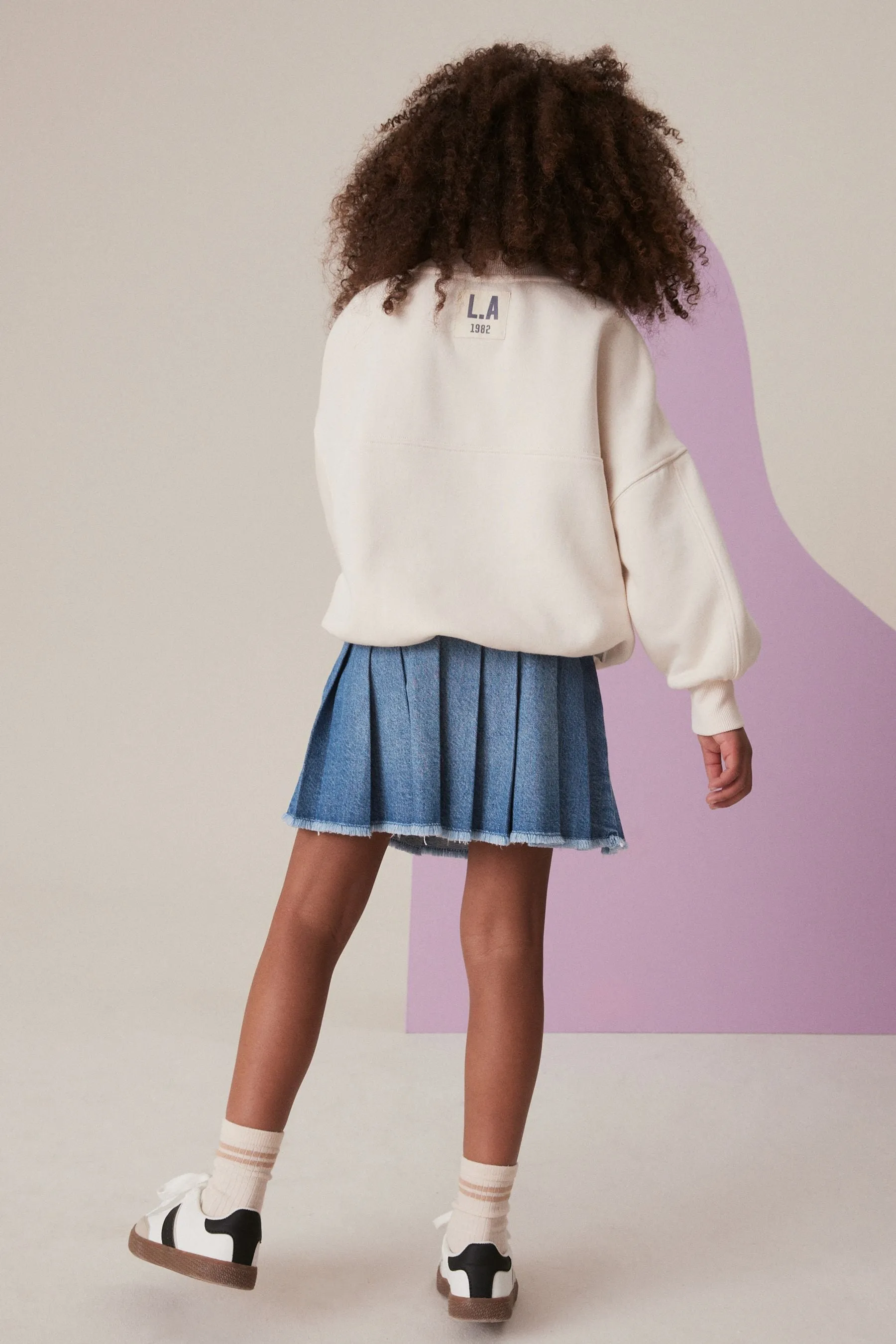 Denim Gonna plissettata 100% cotone (3-16anni)    