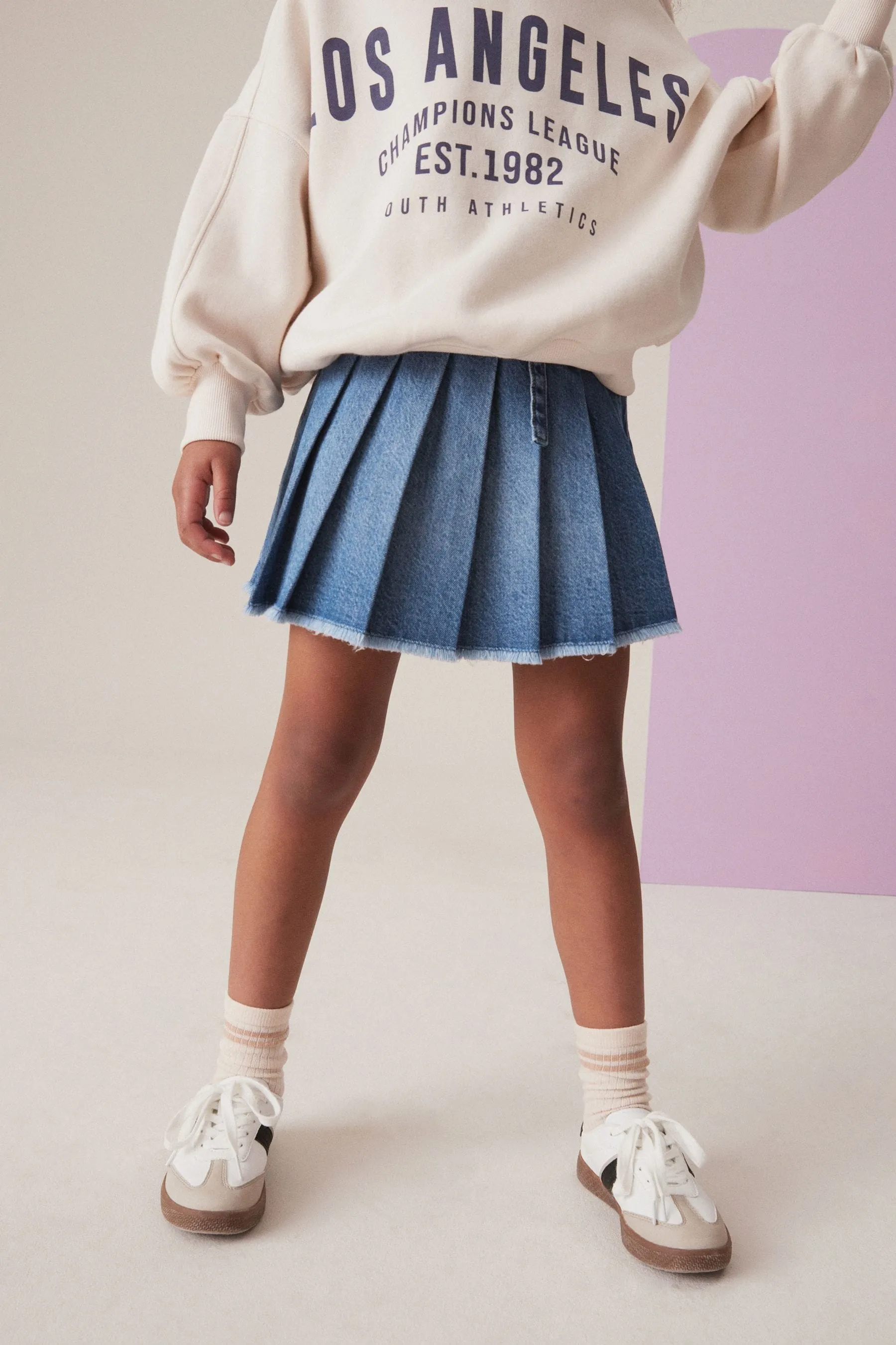 Denim Gonna plissettata 100% cotone (3-16anni)    