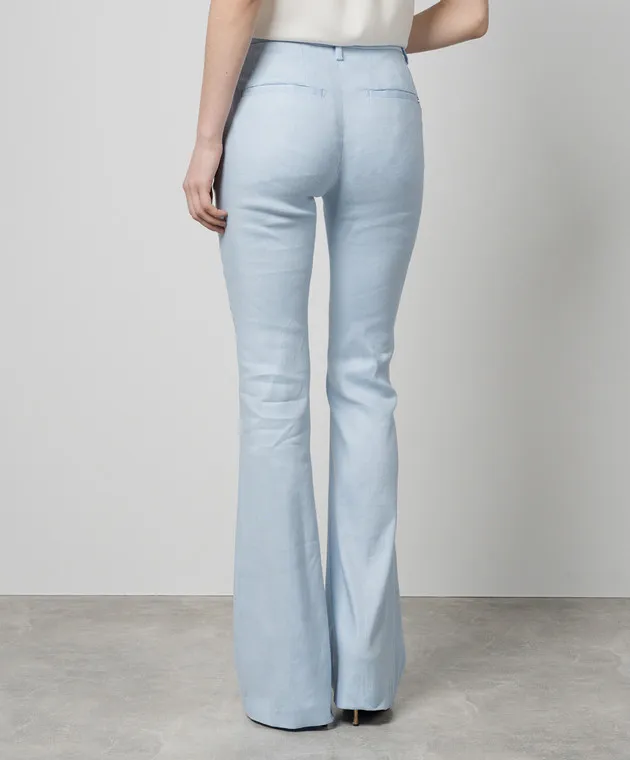 Dondup Pantaloni a zampa Tina blu con lino DP726LS0015DXXX
