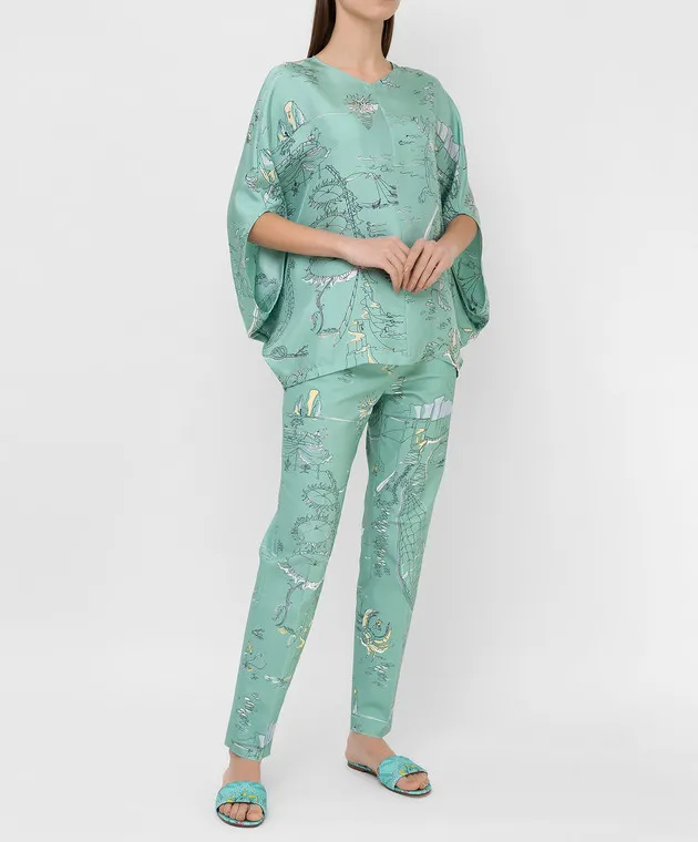 EMILIO PUCCI Pantaloni cropped con stampa La Canzone Del Mare 1HRT061H739