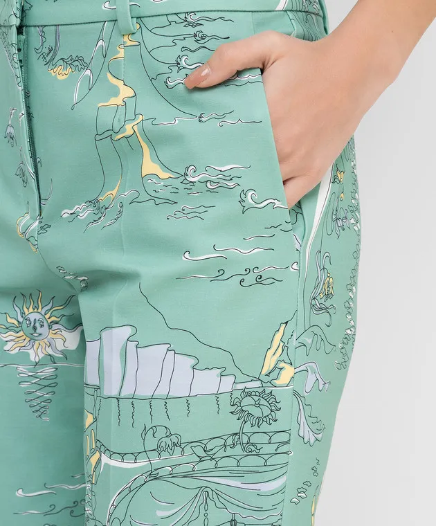EMILIO PUCCI Pantaloni cropped con stampa La Canzone Del Mare 1HRT061H739