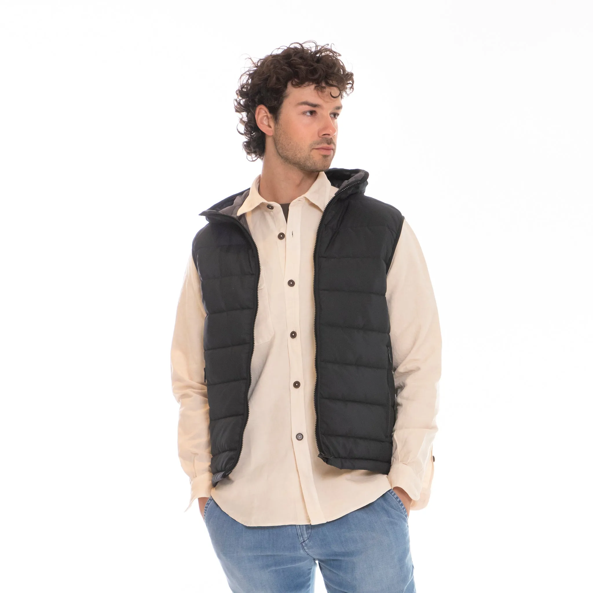 FAY GILET TRAPUNTATO CON CAPPUCCIO