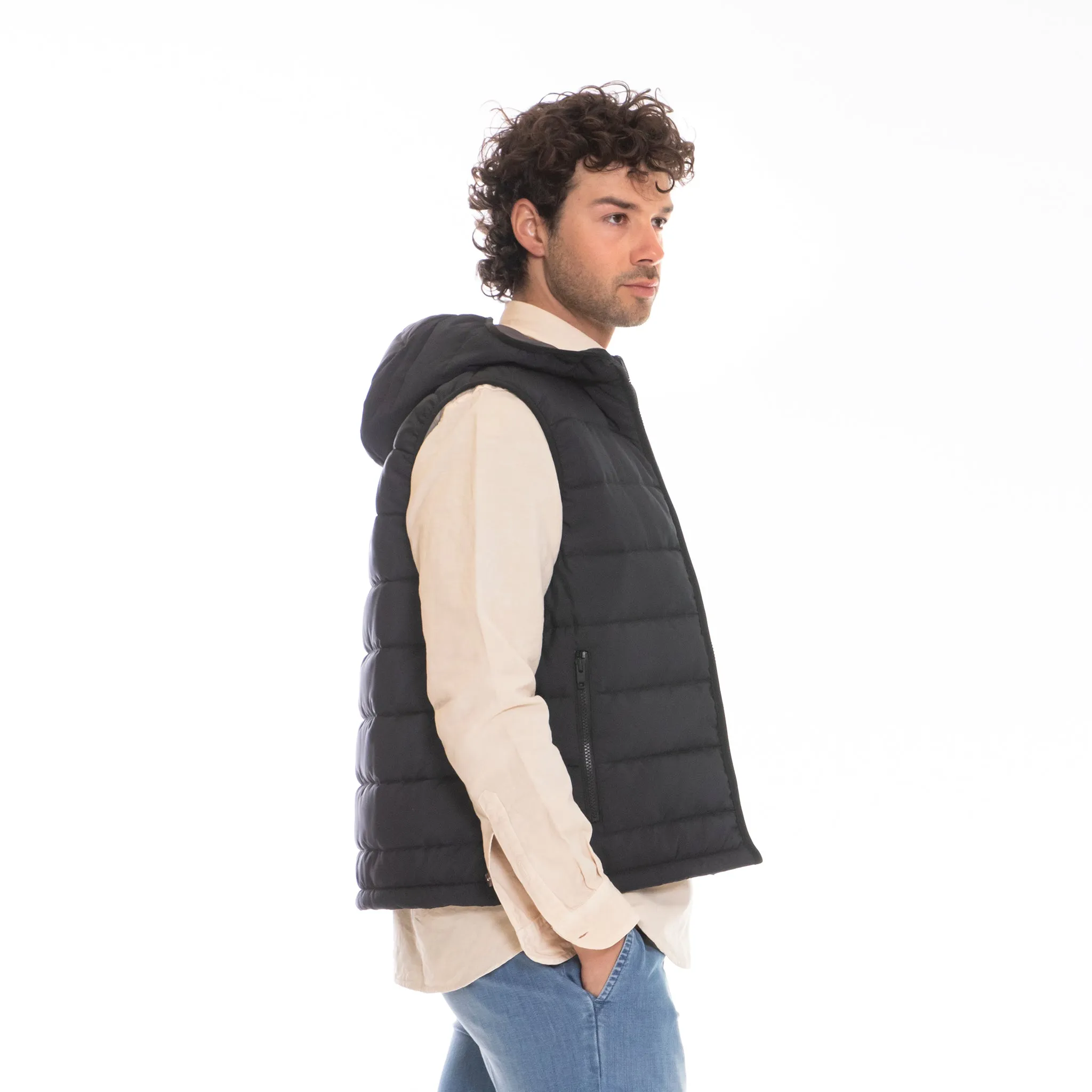 FAY GILET TRAPUNTATO CON CAPPUCCIO