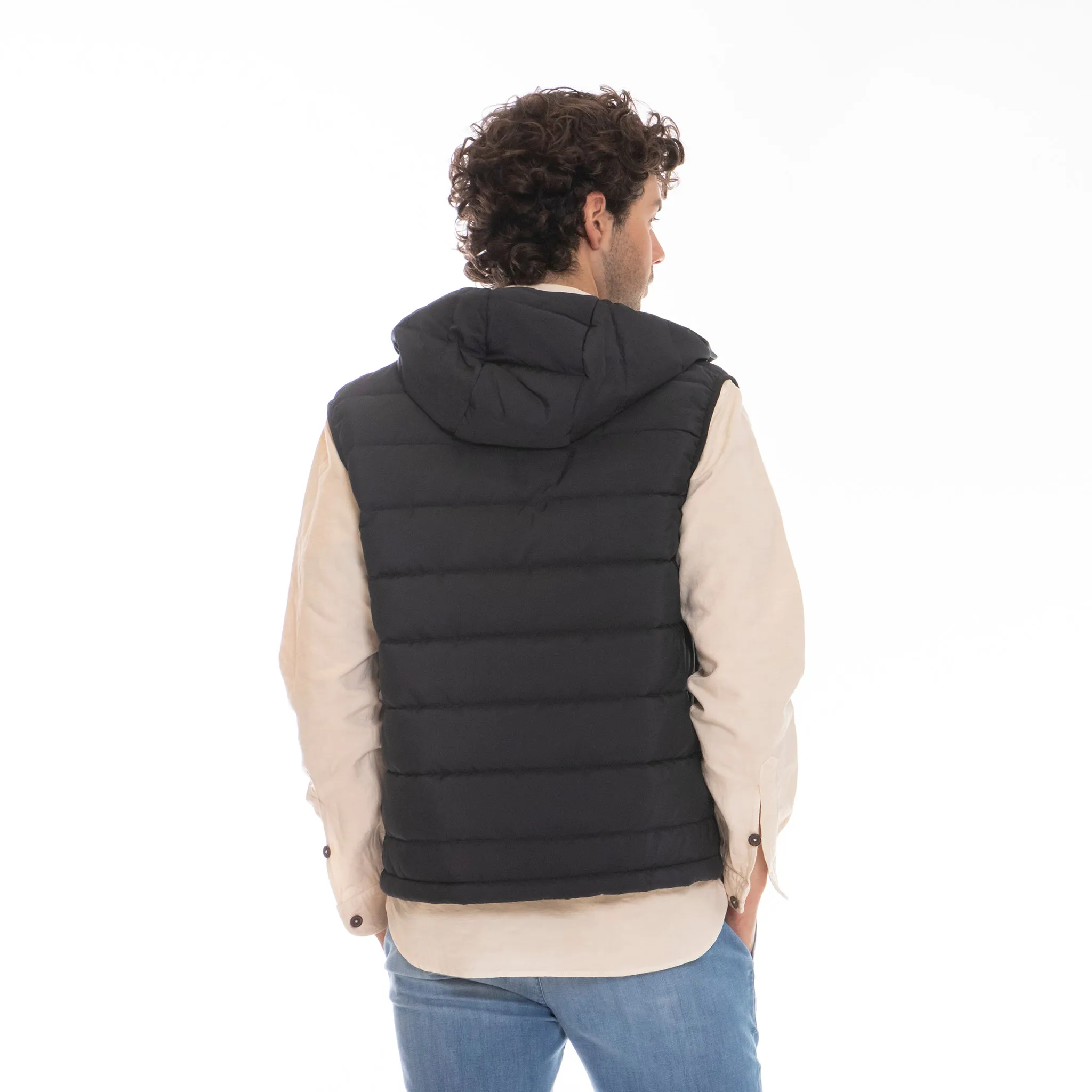 FAY GILET TRAPUNTATO CON CAPPUCCIO