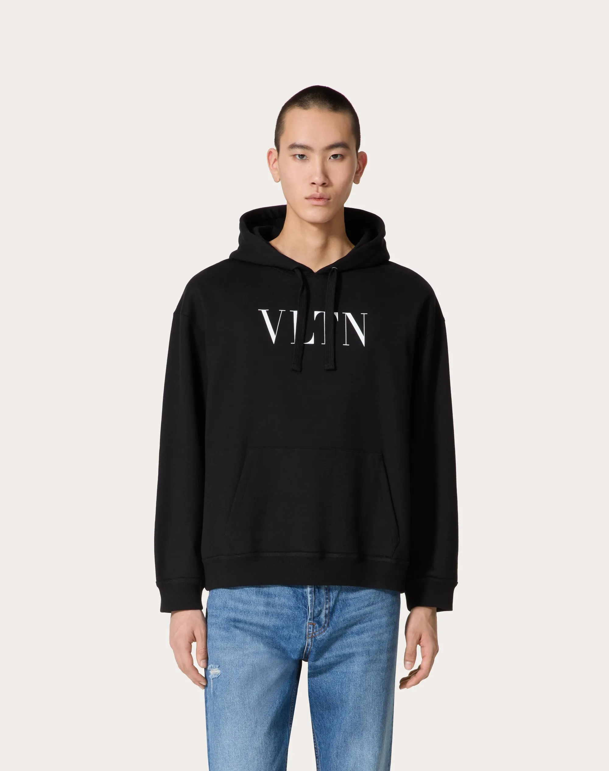 FELPA CON CAPPUCCIO STAMPA VLTN