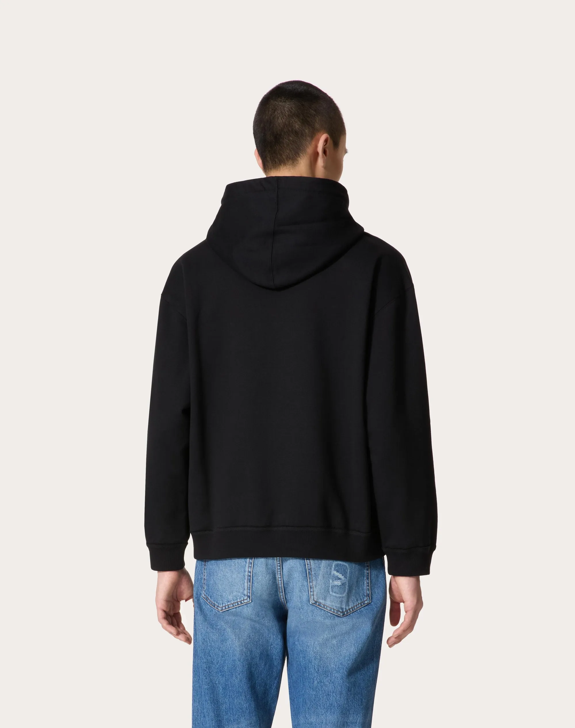 FELPA CON CAPPUCCIO STAMPA VLTN