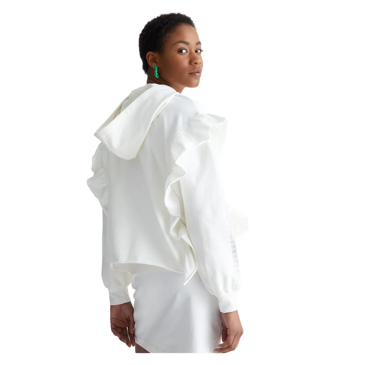 Felpa Donna Liu-Jo Sport Rouches Bianco