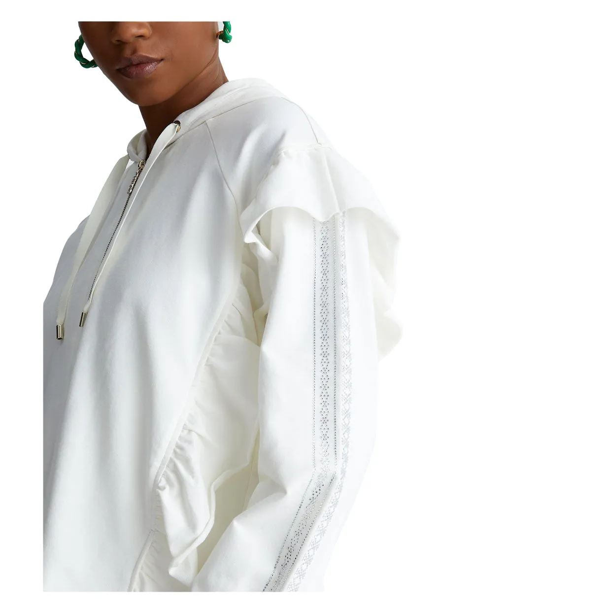 Felpa Donna Liu-Jo Sport Rouches Bianco