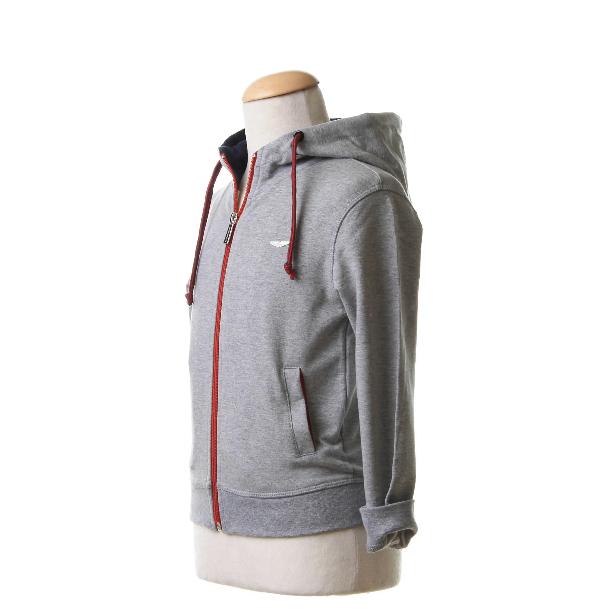 Felpa Grigio Melange Con Cappuccio