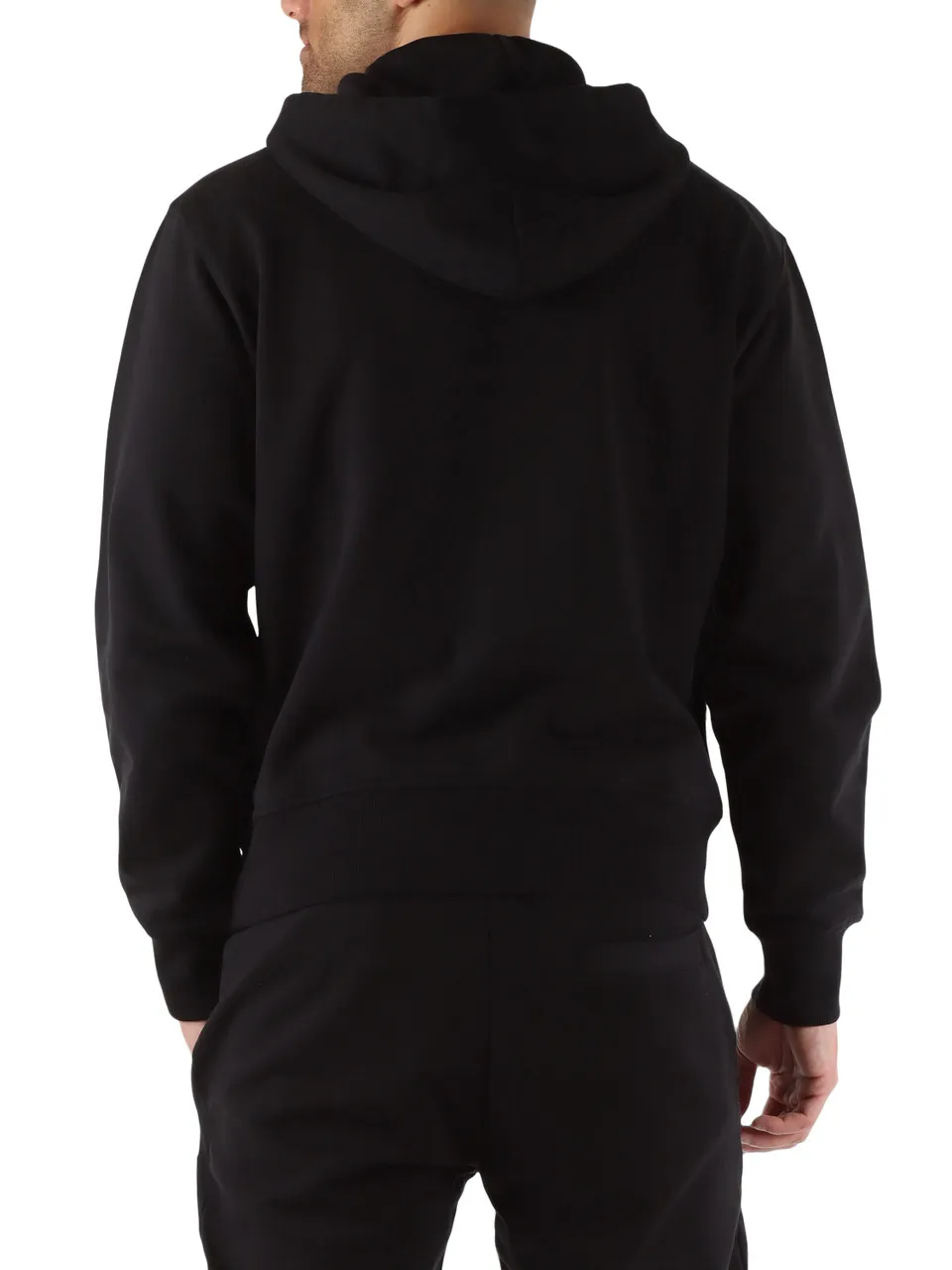 Felpa regular fit con cappuccio e zip in cotone garzato